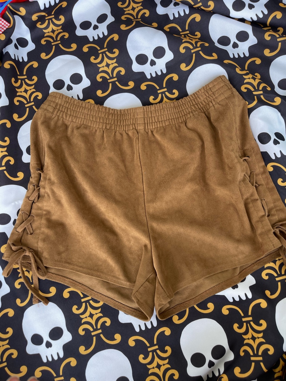 Abercrombie & Fitch Camel Suede-Look Elastic Waist Shorts